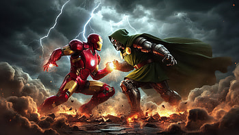 Iron Man X Doctor Doom, iron-man, doctor-doom, superheroes, artwork, art, digital-art, ai, deviantart HD wallpaper