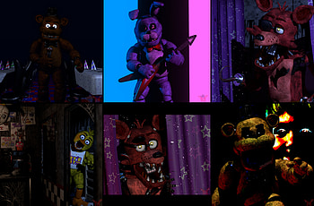 Foxy (Five Nights at Freddy's), Golden Freddy (Five Nights At Freddy's), video game, Freddy Fazbear's Pizza, Five Nights at Freddy's HD wallpaper