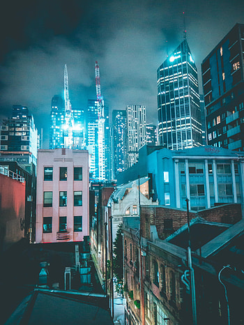 Cities, Night, Architecture, Skyscraper, Building, Neon HD phone wallpaper
