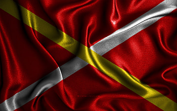 Rubi flag, , silk wavy flags, spanish cities, Day of Rubi, Flag of Rubi, fabric flags, 3D art, Rubi, cities of Spain, Rubi 3D flag HD wallpaper