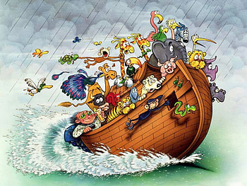 Noahs_Ark, boat, water, animals HD wallpaper