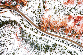 Aerial graphy Winter Road , aerial, road, graphy, winter HD wallpaper