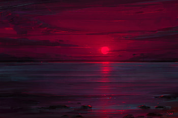 Sunset Neon Ocean, sunset, neon, ocean, artist, digital-art, artwork, deviantart HD wallpaper