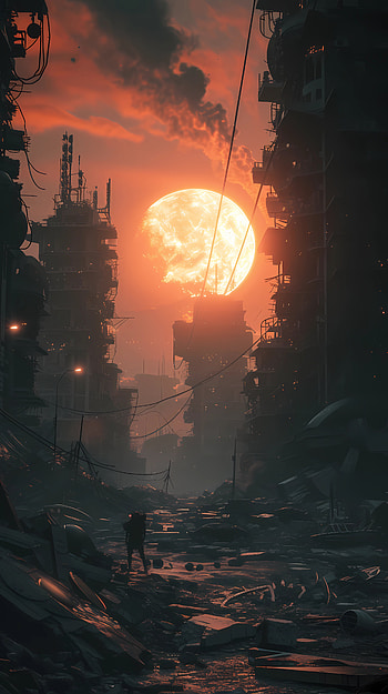 Ruins, post apocalyptic, planetscape, city HD phone wallpaper