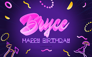 Happy Birtay Bryce, , Purple Party Background, Bryce, creative art, Happy Bryce birtay, Bryce name, Bryce Birtay, Birtay Party Background HD wallpaper
