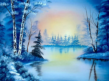 Winter Glory, winter, season, snow, trees, sun, lake HD wallpaper