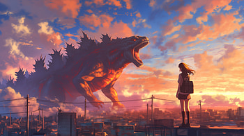 Anime Godzilla Encounter -, Anime, monster, Godzilla HD wallpaper