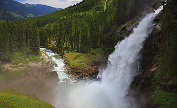 Amazing View, waterfall, nature, mountains, tree HD wallpaper