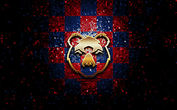 Bristol Bears, glitter logo, Premiership Rugby, red blue checkered background, rugby, english rugby club, Bristol Bears logo, mosaic art HD wallpaper
