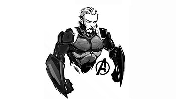 Steve rogers, black and white, artwork, Avengers: infinity war HD wallpaper