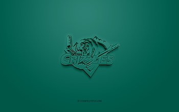 Utah Grizzlies, creative 3D logo, green background, ECHL, 3d emblem, American Hockey Club, Utah, USA, 3d art, hockey, Utah Grizzlies 3d logo HD wallpaper