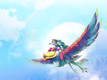 Soar for a brighter future!, bird, air, clouds, video games, zelda, sky, link, sun HD wallpaper