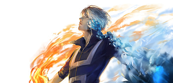 Anime boy, artwork, Shouto Todoroki HD wallpaper