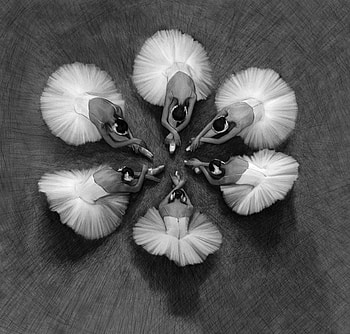 FLOWER MAGIC, graphy, bw, dancers, ballet, beauty, ballerina HD wallpaper