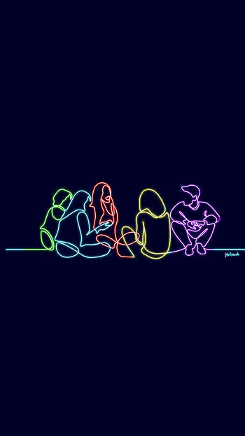 Hangout, neon light, neon, pride, colors, friends HD phone wallpaper