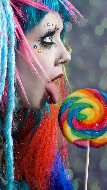 lollipop, colors, makeup, woman, mood HD phone wallpaper