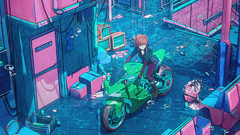 Anime Girl Biker Roaming The Sci Fi World, anime-girl, anime, scifi, artist, artwork, digital-art HD wallpaper