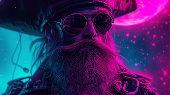 Intergalactic Space Pirate - Sci-Fi, space pirate, Sci Fi, pirate, neon, beard HD wallpaper