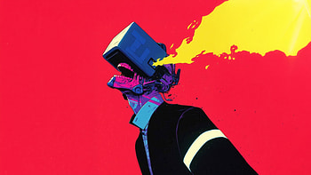 The Cyber Fire Heads, artist, artwork, art, digital-art, red HD wallpaper