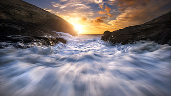 Tide, tides, nature, sunrise HD wallpaper