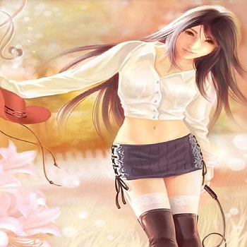 Tifa Lockhart, games, tifa lockheart, final fantasy vii, final fantasy series, final fantasy, long hair, game, ff7, hat, female, thigh highs, girl, final fantasy 7, black hair, whip, tifa, anime, video game, video games, flowers, short skirt, ffvii HD wallpaper