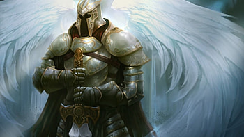 winged knight, wings, knight, sword, armour HD wallpaper
