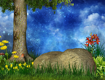 ✰Blue of Fantasy✰, blue, colorful, grasses, plants, premade, cute, colors, shines, stars, butterflies, bright, trees, stock , resources, beautiful, mushrooms, fireflies, rocks, backgrounds, ivy, leaves, fantasy, pretty, hop, light, love, cool, nature, flowers, lovely, splendor HD wallpaper