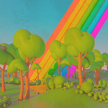 Trees, Art, Rainbow, Miscellanea, Miscellaneous, Multicolored, Motley, Iridescent, Imagination HD phone wallpaper