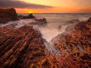 Nature, Stones, Sea, Fog, Moss, Lumps, Blocks HD wallpaper