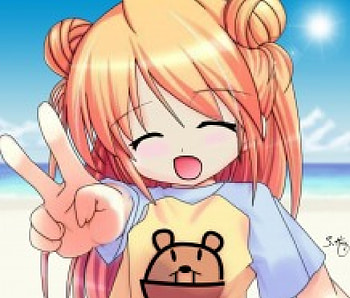 Peace...~Cute Girl, kawaii, orange hair, cute animr girl, peace, blush, long hair, shirt HD wallpaper