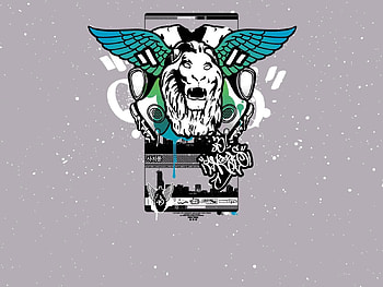 Patterns, Vector, Lion, Wings, Graffiti HD wallpaper