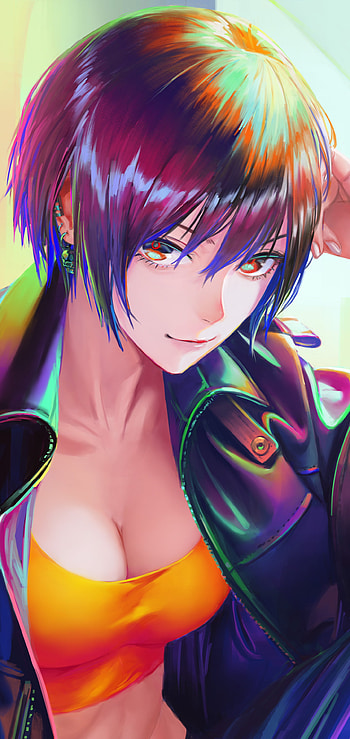 Vibrant Anime Girl with Short Hair – Perfect , short hair, Anime, girl, anime girl HD phone wallpaper