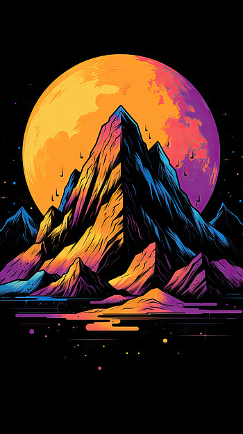 Colorful Dark Mountain, colorful, black, nature, mountain HD phone wallpaper