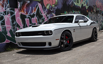 2021, Dodge Charger SRT Hellcat, front view, exterior, new white Charger SRT, American sports cars, Dodge HD wallpaper