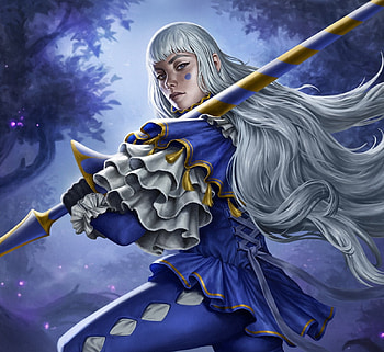 Fantasy girl, girl, bastien jez, bastien jes, blue, fantasy, art HD wallpaper
