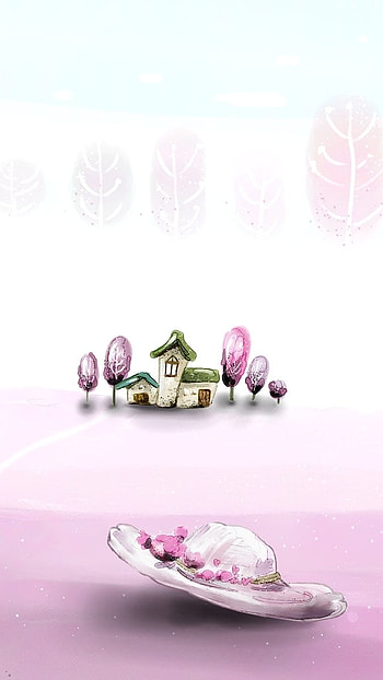 Cute, Miniature House, pink flowers HD phone wallpaper