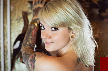 Girl, model, tatttos, eyes, beauty HD wallpaper