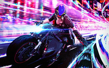 Cyberpunk Bike Girl, cyberpunk, artist, artwork, artstation HD wallpaper