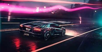 Neon Demon Lamborghini, lamborghini, neon, cars, artwork, digital-art HD wallpaper