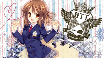 Yui, Anime Girl, HTT, Anime, Smile, Hirasawa, K-ON, Seifuku, Brunette, School Uniform, Blushing, Yui Hirasawa, Big Eyes HD wallpaper