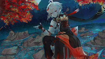 White Hair Kaedehara Kazuha Genshin Impact HD wallpaper