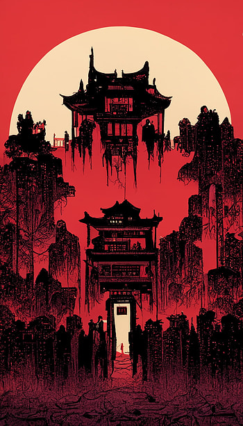 Japan, red, art HD phone wallpaper