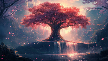 Serene Cherry Blossom Tree by the River -, cherry blossom, tree, river HD wallpaper