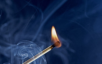 Fire, Smoke, Macro, Miscellanea, Miscellaneous, Match HD wallpaper