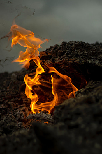 Fire, Smoke, Bonfire, Macro, Close-Up HD phone wallpaper