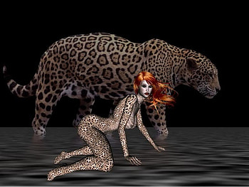 Leopards, lady, leopard, abstract, fantasy HD wallpaper