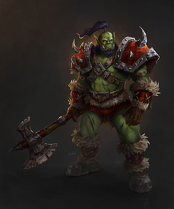 ArtStation Orc, Orgrimmar grunt, Detailed character, Epic fantasy HD phone wallpaper