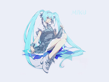Hatsune Miku, blue, miku, tails, 01, twin, hatsune, vocaloid, sit HD wallpaper