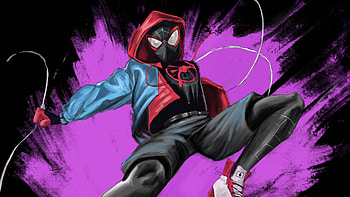 High Flying Spider Man, spiderman, miles-morales, spiderman-into-the-spider-verse, superheroes, artwork, art, digital-art, deviantart HD wallpaper
