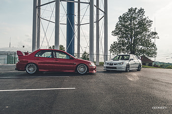 car, Subaru Impreza, Mitsubishi Lancer Evolution IX HD wallpaper